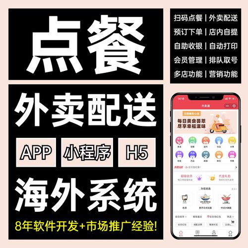 餐饮外卖小程序系统海外app软件定制开发扫码点餐下单多商户多店